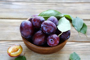 Sweet plums in a bowl