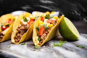 Mexican food - delicious tacos with ground beef